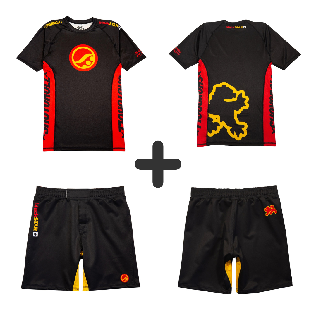 Ensemble Rashguard SS et Short MMA Shoyoroll Batch 146 BlackSTAR Retro