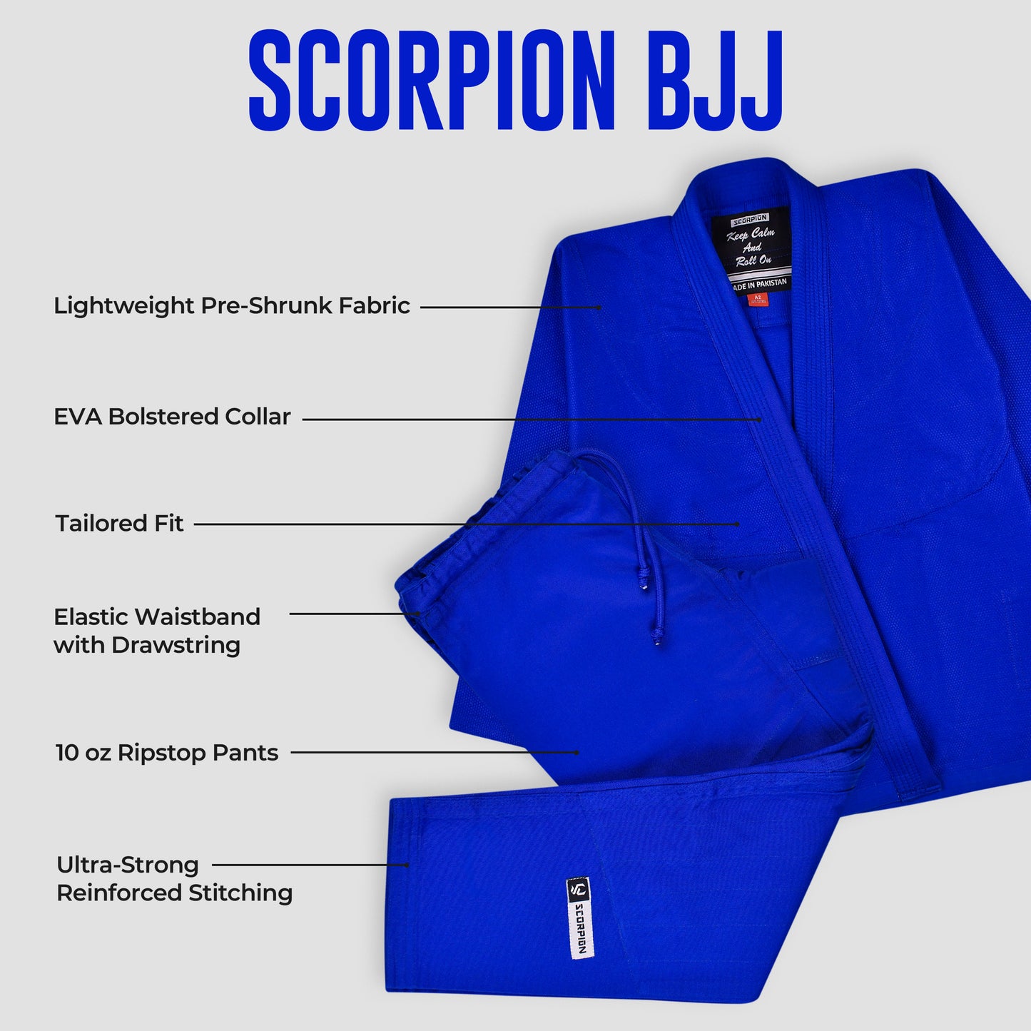 Scorpion Essential 1.0 Blue Brazilian Jiu Jitsu Mens BJJ Gi