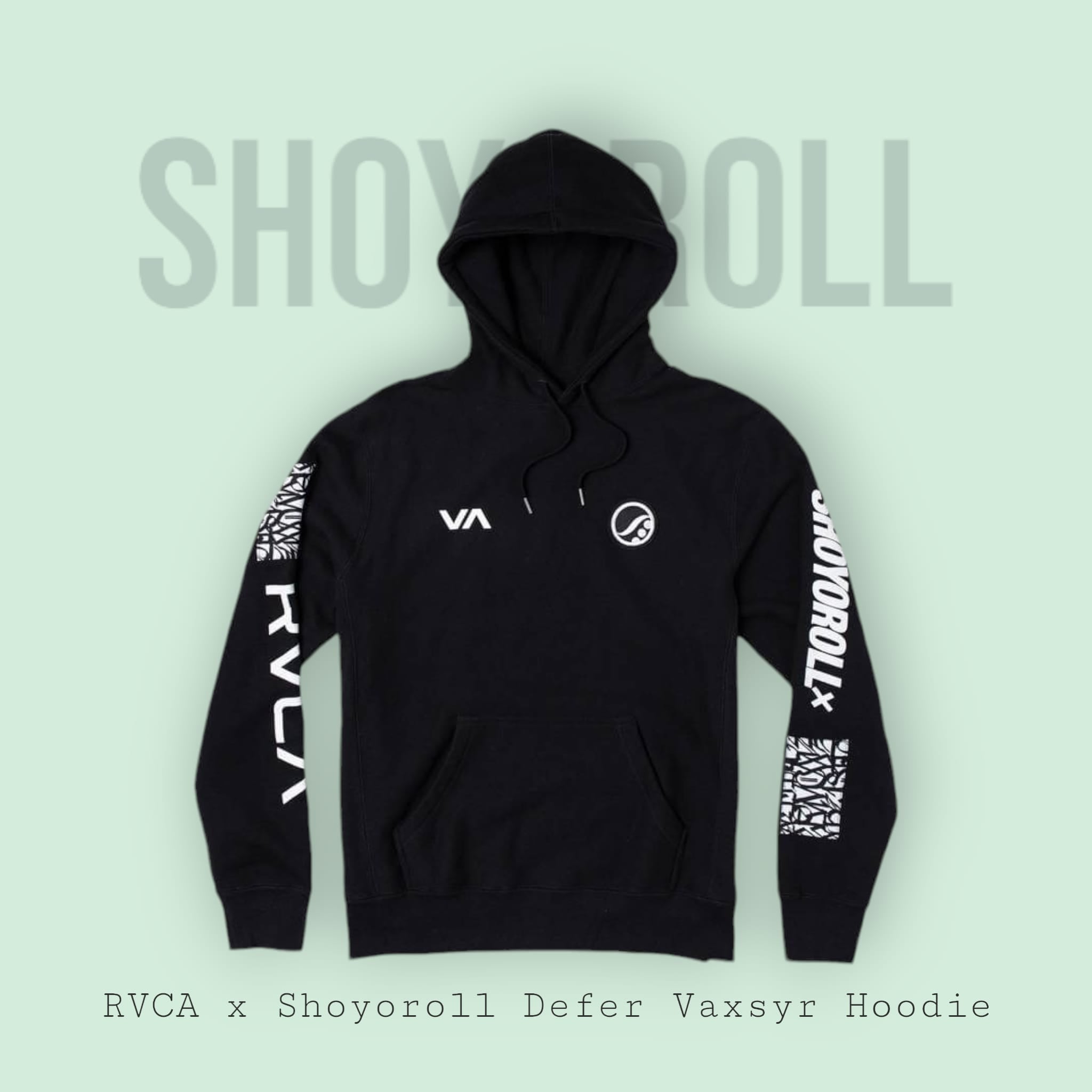 RVCA x Shoyoroll Defer Vaxsyr Hoodie - Black Fleece 300 GSM Premium BJJ Apparel